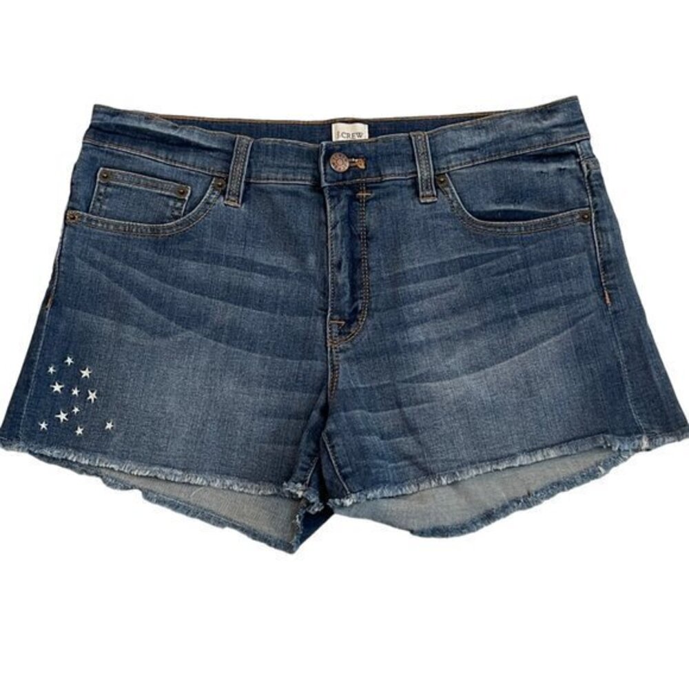 J. Crew Factory Cutoff Embroidered Star Pattern Shorts Size 28